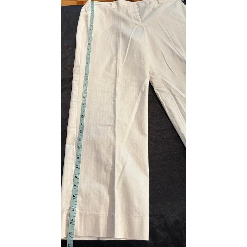 Evan-Picone Womens White‎ Stretch Wide Leg Dress Pants Trousers Size 12 Cotton